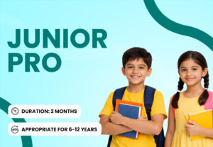 Junior Pro spoken English program for children – kids learning fundamentals, public speaking, and confidence building through interactive classes at EnglishRoots